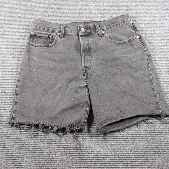 Levi’s Shorts Womens W31 Black 501 ’90s Button Fly Raw Hem Premium - Picture 1 of 7